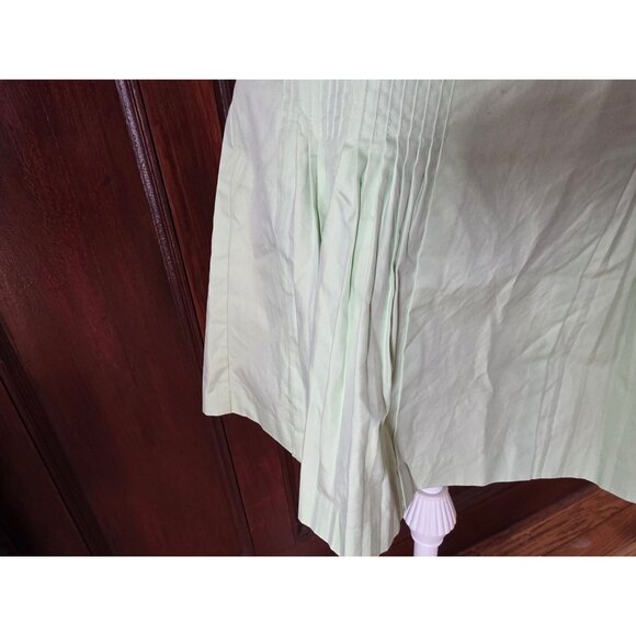 J.Crew Mint Green Pleated A-Line Skirt Womens 6 100% Cotton Lined - Picture 2 of 6